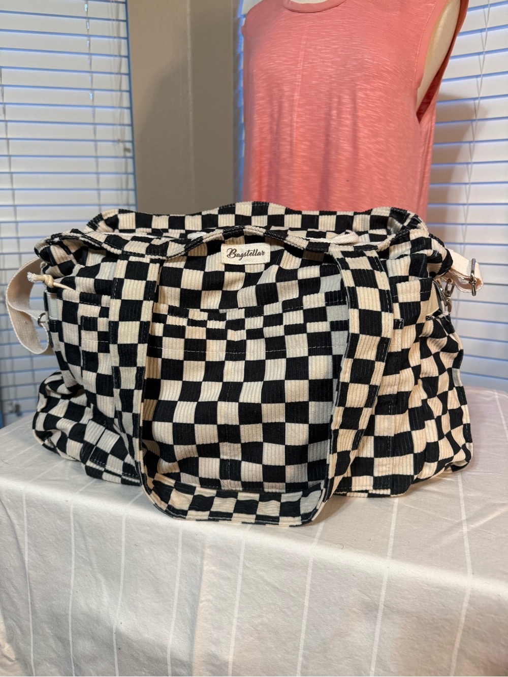 BAGSTELLAR Black & White Checkered Laptop/Shouler Bag